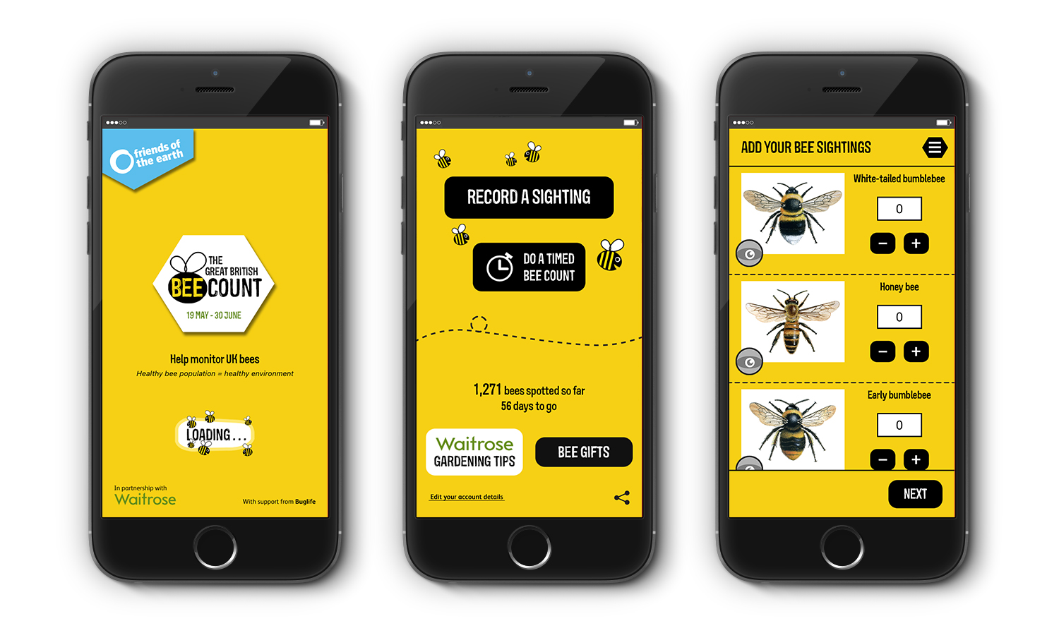 Great British Bee Count - 2017 App Screens
