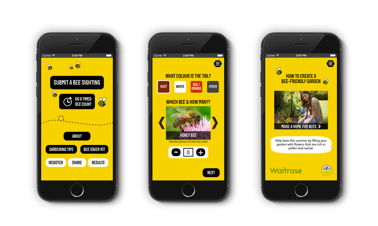 Great British Bee Count App Screens